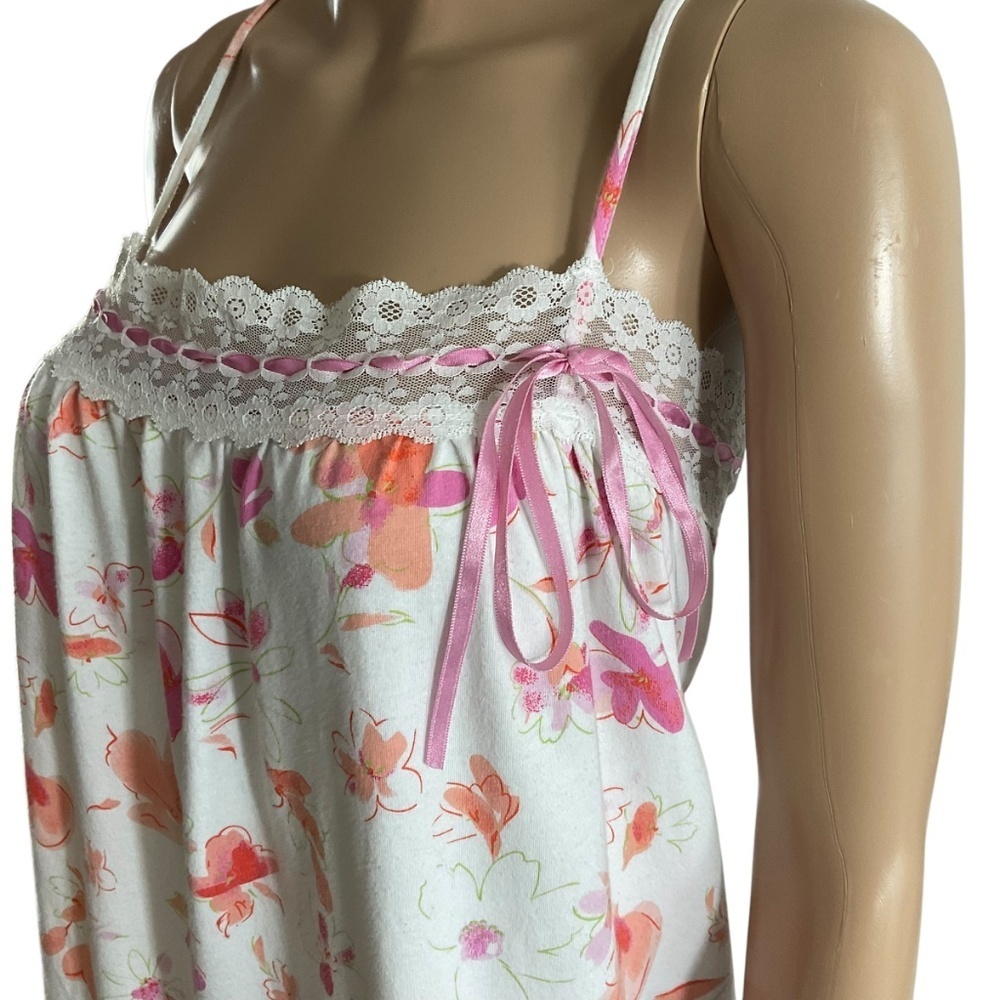 Vintage Victoria’s Secret Floral Babydoll Nightgown size Large  Lace Ribbon Trim - Picture 4 of 7